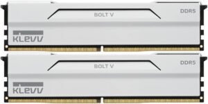 Klevv Bolt V DDR5 Desktop Memory, 32GB (2x 16GB) Capacity, 6400 MT/s Memory Speed, CL32 CAS Latency, 1.35 Voltage, Intel XMP 3.0, Pure White