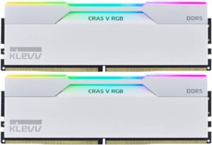 Klevv Cras V DDR5 Desktop Memory, 64GB (32GBx2) Capacity, 6400 MT/s Memory Speed, CL32 CAS Latency, 1.35 Voltage, Intel XMP 3.0, Brilliant White