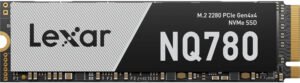 Lexar NQ780 PCIe Gen 4 4 NVMe SSD, 2TB Capacity, M.2 2280 Form Factor, Read up to 7000MB/s, Write up to 5000MB/s, 1200TBW Endurance, 1.5m Hours MTBF