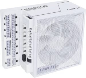 Lian-Li EDGE GOLD Fully Modular Power Supply, 1200W Power, 80 PLUS Gold Efficiency, 120mm FDB Fan Type, Active PFC, ATX 3.1 Form Factor, 2400 RPM Fan Speed, White