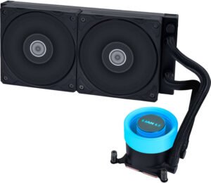 Lian Li GA II LITE 240 PBT Liquid CPU Cooler, 240mm Radiator, 2x 120mm PBT Pre-Installed Fans, 2500 RPM Fan Speed, 73.14 CFM Fan Airflow, FDB Bearing Type, Black