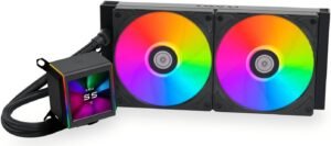 Lian Li Galahad II LCD 280 AIO RGB CPU Liquid Cooler, 2.88" IPS LCD Screen, Asetek 8th Gen 3600 RPM Pump, 140mm FDB Fans, Up to 1550 RPM Fan Speed, 89.7 CFM Airflow, Black