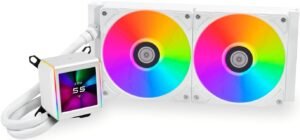 Lian Li Galahad II LCD 280 AIO RGB CPU Liquid Cooler, 2.88" IPS LCD Screen, Asetek 8th Gen 3600 RPM Pump, 140mm FDB Fans, Up to 1550 RPM Fan Speed, 89.7 CFM Airflow, White