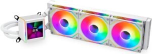 Lian Li Galahad II LCD 360 AIO CPU Liquid Cooler with 120mm SL Infinity Fans, 2.88” IPS LCD Screen, Asetek 8th Gen 3600 rpm Pump, 2450 RPM Fan Speed, 79.9 CFM Airflow, White