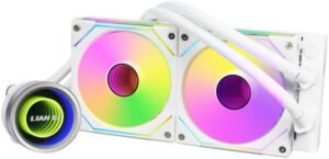Lian Li Galahad II Trinity Liquid CPU Cooler, 240mm, 2x 120mm SL-Infinity Fans, 3200RPM Pump Speed, 61.3CFM Fan Airflow, 2100RPM Fan Speed, Fluid Dynamic Bearing, White