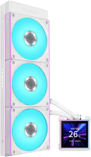Lian-Li HydroShift II LCD-S 360CL Liquid CPU Cooler, Pre-Installed UNI FAN CL Wireless Fans, 360mm Radiator, 3.4" IPS 60Hz LCD Screen, 3200 RPM Pump Speed, White