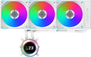 Lian-Li Hydroshift II LCD-C 360CL Liquid CPU Cooler, 2.1" IPS Display, 2600 RPM Fan Speed, 72 CFM Fan Airflow, 2500 RPM Pump Speed, Aluminum Alloy Radiator Material, White