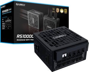 Lian Li RS Rotational Shift Fully Modular Power Supply, 1000W Power, 80 Plus Gold Efficiency, 135mm Cooling Fan, German EPCOS Industrial-Grade Capacitors, ATX 3.1 Ready, Black