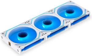 Lian Li SL-Infinity 120 RGB Uni Fan, Infinity Mirror Design, Customizable RGB Lighting, 3x 120mm PWM Fan, 2100 rpm Fan Speed, 61.3 CFM Airflow, Triple Pack with Controller, White