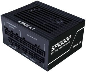 Lian Li SP1000P Platinum Fully Modular Power Supply, 1000W Power, 80 PLUS Platinum Efficiency, 92mm FDB Smart Fan, Japanese Rubycon 105°C Capacitors, SFX Form Factor, ATX 3.1, Black