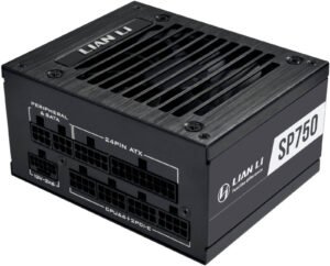 Lian-Li SP750 V2 Gold Fully Modular SFX Power Supply, 750W Power, 80 PLUS Gold Efficiency, ATX 3.1 & PCIe 5.0 Ready, Japanese Electrolytic Capacitors, 92mm FDB Fan, Black