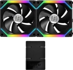 Lian Li UNI FAN SL140 Digital Addressable RGB 140 Fan with Controller , Twin Pack - Black