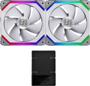 Lian Li UNI FAN SL140 Digital Addressable RGB 140 Fan with Controller, Twin Pack - White