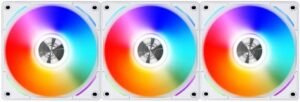 Lian-Li UNI Fan AL120 V2 Three White, PBT+PC+Aluminum Materials, 120mm Fans, Up to 1900 RPM Fan Speed, 64.5 CFM Airflow, Pack of 3