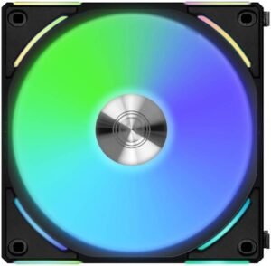 Lian li UNI Fan AL140 V2 aRGB Case Fan, PBT+PC+Aluminum Materials, 140mm Fan, Up to 1600RPM Fan Speed, Up to 81.6CFM Airflow, Fluid Dynamic Bearing, Single Pack, Black