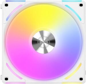 Lian li UNI Fan AL140 V2 aRGB Case Fan, PBT+PC+Aluminum Materials, 140mm Fan, Up to 1600RPM Fan Speed, Up to 81.6CFM Airflow, Fluid Dynamic Bearing, Single Pack, White