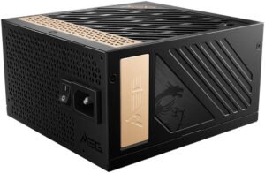 MSI MEG Ai1300P PCIE5 ATX 3.0 Power Supply, 1300W Power, 80+ Platinum Certified, Fully Modular,Dedicated PCIe 5.0 Connector, 120mm Hydro Dynamic Bearing Fan, Sleeved Cables, Black