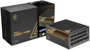 MSI MEG Ai1600T PCIE5 Fully Modular Power Supply, 1600W Power, 80 PLUS Titanium Efficiency, Double Ball Bearing, Interleaved PFC, Black