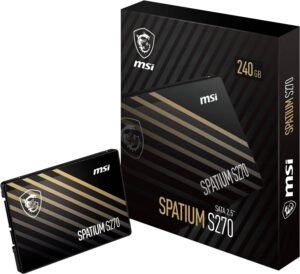 MSI Spatium S270 SATA III 2.5" Internal SSD, 240GB Capacity, Up to 500 MB/s Sequential Read & 400 Sequential Write Speed, Phison S11 Controller, 3D NAND Technology, 110TBW, Black