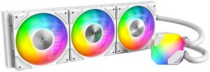 Montech HyperFlow ARGB 360 AIO Liquid CPU Cooler, 360mm Radiator, 3x 120mm aRGB Pre-Installed Fans, 2100 RPM Fan Speed, 76.2 CFM Fan Airflow, Fluid Dynamic Bearing, White
