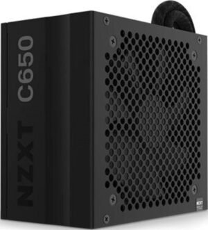 NZXT C Series 650W Semi-Modular ATX PSU, 80 Plus Bronze Rating, 2 Sata Cable, Steel/PCB/Plastic Material, 1 24-Pin, Black