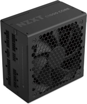 NZXT C1000 Gold Core Fully Modular Power Supply, 1000W Power, 80 PLUS Gold Efficiency, 2,300 RPM Fan Speed, 103.36 CFM Airflow, 135mm Fan, Fluid Dynamic Bearing, ATX 3.1, Black