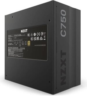 NZXT C750 Fully Modular 750W ATX Power Supply, 80+ Gold Certified, 135mm Fluid-dynamic Fan, 93.02 CFM Airflow, 44.5 dBA Max Noise, Zero RPM Fan Mode, Black