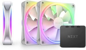 NZXT F120 RGB Duo Triple Pack Fan, 120mm Size, With RGB Controller, 20 Individually Addressable LEDs, Balanced Airflow & Static Pressure, Fluid Dynamic Bearing, 500-1800 RPM Speed, White