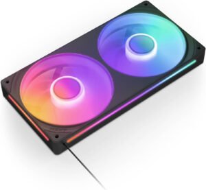 NZXT F240 RGB CORE 240mm RGB LED Single-Frame RGB Fan Unit, 120mm FDB Fans, Up to 2400 rpm Fan Speed, 75.12 CFM Airflow, PWM Fan Control, Matte Black