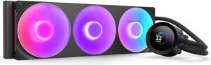 NZXT Kraken Plus 360 RGB Liquid CPU Cooler, 1.54" Transmissive TFT, 262K Color Panel, 360mm Radiator, F360 Fans, 2400 RPM Fan Speed, 75.05 CFM Fan Airflow, Black