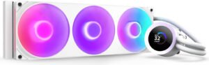 NZXT Kraken Plus 240 RGB Liquid CPU Cooler, 1.54" Transmissive TFT, 262K Color Panel, 240mm Radiator, F240 Fans, 2400 RPM Fan Speed, 75.05 CFM Fan Airflow, Black