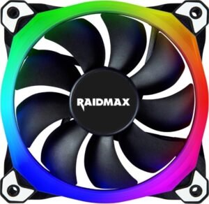 Raidmax NV-R120B RGB 120mm Case fan, 120x120x25mm RGB Fan, Low Noise, Compatible with Asus Aura Sync, MSI Light Sync, Gigabyte RGB