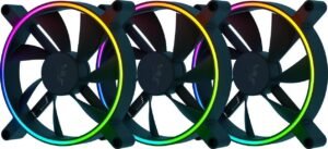Razer Kunai Chroma 140mm aRGB PC Fan, PWM Fan Controller Support, Connect Up to 8 Fan, 15-30 dBA Noise, Cooling 500-1600 Rpm, 3 Fans, Black