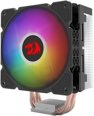 Redragon CC-2000 Effect RGB Air CPU Cooler, 120mm Fan with Heatsink, 1700rpm Max Speed, 61.5 CFM Airflow, 4 Heatpipes, 37.5 dB (A) Noise Level, Intel: 115x / 1366 / 2011 - AMD: AM4, Black