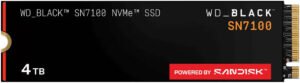 SanDisk WD_Black SN7100 Internal SSD, 4TB Capacity, M.2 2280 Form Factor, 7000MB/s Sequential Read & 6700MB/s Sequential Write, PCIe Gen 4.0 Interface, Black
