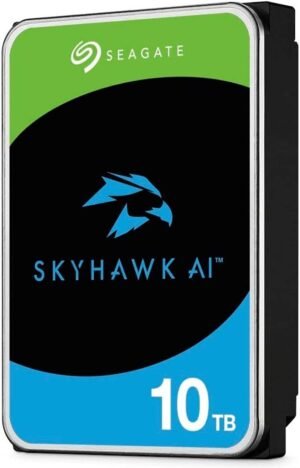 Seagate 10TB SkyHawk AI 7200 Rpm 3.5" Internal Surveillance HDD (Retail), SATA III 6 Gb/s Interface, 256MB Cache Memory, 245 MB/s Max Sustained Transfer Rate, 2 Million Hours MTBF