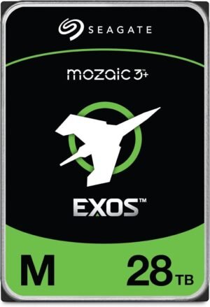 Seagate Exos M 28TB Enterprise HDD, 3.5" Helium Sealed CMR Drive, 7200 RPM, 270 MB/s Transfer Rate, 512MB Cache, SATA 6Gb/s, PowerBalance, PowerChoice, 2.5M MTBF