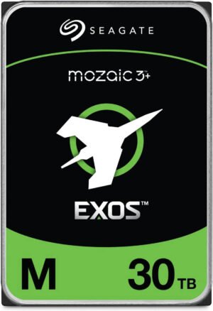 Seagate Exos M 30TB Enterprise HDD, 3.5" Helium Sealed CMR Drive, 7200 RPM, 270 MB/s Transfer Rate, 512MB Cache, SATA 6Gb/s, PowerBalance, PowerChoice, 2.5M MTBF