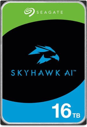 Seagate Skyhawk AI 16TB SATA 6Gb/s 3.5" Internal Hard Drive, 256MB Cache, 7200RPM Speed, 600 MBps Data Transfer Rate, 1.5M MTBF, For DVR NVR Security Camera System