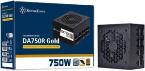 SilverStone DA750R Gold Fully Modular Power Supply, 80 PLUS Gold, 750W ATX 3.0 & PCIe 5.0, Active PFC, Silent 120mm FDB Fan, Japanese Capacitors, Black