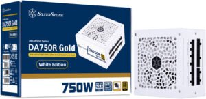 SilverStone DA750R Gold Fully Modular Power Supply, 80 PLUS Gold, 750W ATX 3.0 & PCIe 5.0, Active PFC, Silent 120mm FDB Fan, Japanese Capacitors, White