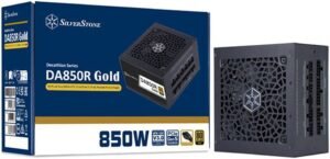 SilverStone DA850R Fully Modular Power Supply, 80 PLUS Gold, 850W ATX 3.0 & PCIe 5.0, Active PFC, Silent 120mm Fan, Advanced Protections, 12V-2x6 PCIe Connector, Black