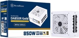 SilverStone DA850R Fully Modular Power Supply, 80 PLUS Gold, 850W ATX 3.0 & PCIe 5.0, Active PFC, Silent 120mm Fan, Advanced Protections, 12V-2x6 PCIe Connector, White