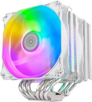 SilverStone Hydrogon D120 ARGB Dual Tower CPU Coole, 6 Heat-Pipes, Dual 120mm ARGB Fans, 1850 RPM Fan Speed, 56.23 CFM, Supports Intel / AMD Sockets, White