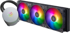 SilverStone IceMyst 420 All-In-One Liquid CPU Cooler, 420mm Radiator, 3x 140mm RGB Fans, 1750 RPM Fan Speed, 93.29 CFM Max Airflow, 30.8 dBA Noise Level, Black