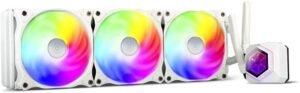 SilverStone Permafrost PF360-ARGB V2 360mm AIO Liquid Cooler, 120mm ARGB PWM Fan, 600~2200RPM Fan Speed, 94CFM Max Airflow, 0.2mm Micro-liquid Channels, LGA 1700 / AM5, White