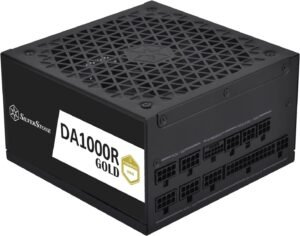Silverstone DA1000R Fully Modular ATX Power Supply, Cybenetics Gold, 1000W Max Output Power, Gen5 12VHPWR PCIe Connector, 135mm Silent FDB Fan, Active PFC, Black