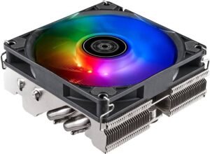Silverstone Hydrogon H90 ARGB Horizontal CPU Cooler, 4 Heat-Pipes, 92mm PWM ARGB Fan, 500 ~ 2600 RPM Speed, 45.73 CFM Max Airflow, Hydraulic Bearing, Black