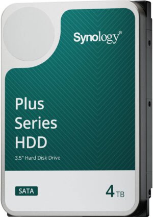 Synology 4TB HAT3300 Plus Series SATA III 3.5" Internal NAS HDD, 256MB Cache, 5400 rpm Rotational Speed, Up to 202 MB/s Sustained Transfer Rate, 1 Million Hours MTBF