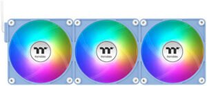 Thermaltake CT120 EX ARGB Sync PC Cooling Fan, 120mm Sizes, Standard Blades, 2000 RPM Fan Speed, 68 CFM Fan Airflow, Hydraulic Bearing Type, Pack of 3, Hydrangea Blue